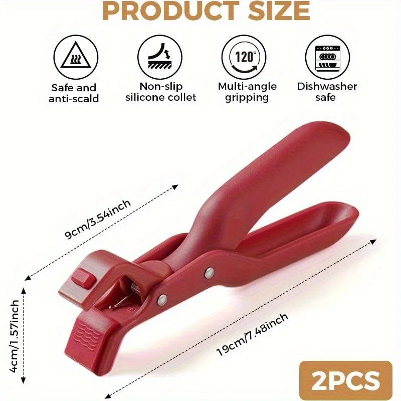 Non-Slip Silicone Pot and Pan Gripper - Heat-Resistant Dish Retriever Tongs for Bowls, Plates, Air Fryers, and Camping