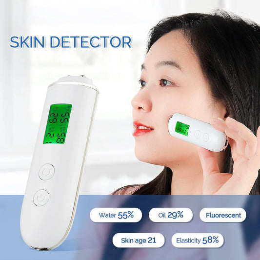 Skin Tester Analyzer - Moisture, Oil Content, Elasticity, and Age Test Meter with Fluorescent Agent Detector
