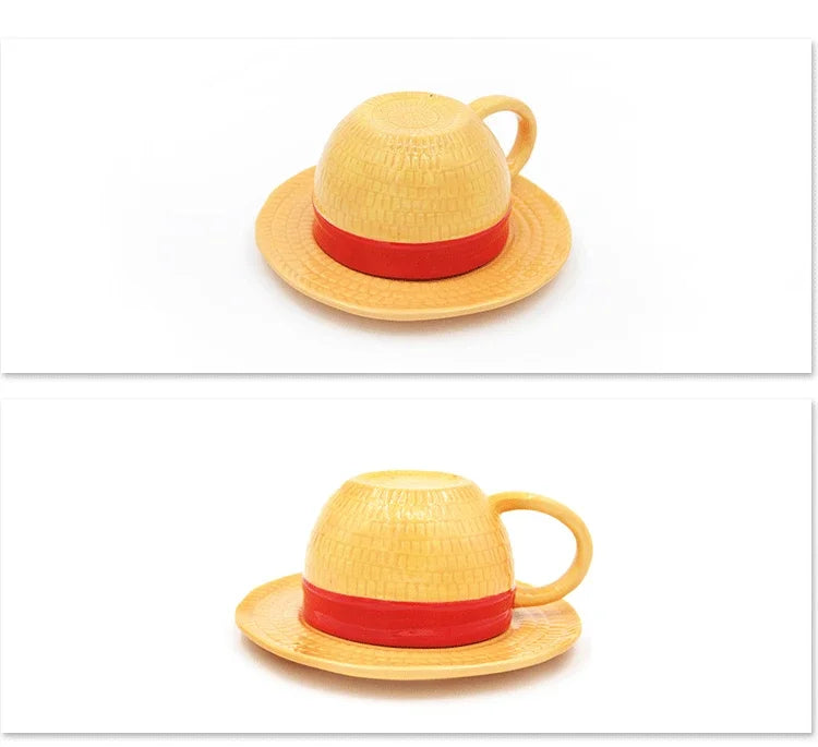 One Piece Mug – Creative Three Brothers Hat Shaped Coffee Cup, Anime Chopper, Ace & Sabo Ceramic Water Cup for Parties