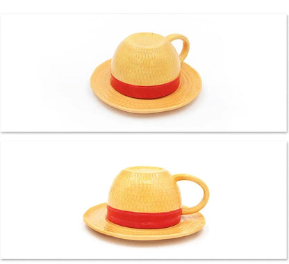 One Piece Mug – Creative Three Brothers Hat Shaped Coffee Cup, Anime Chopper, Ace & Sabo Ceramic Water Cup for Parties