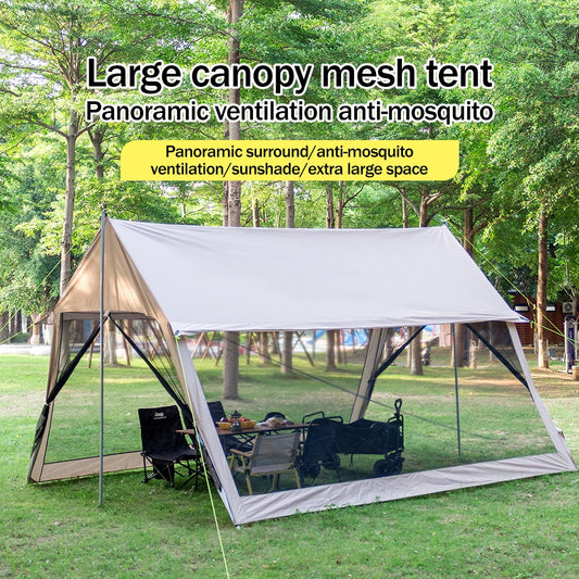 210D Large Family Camping Tent (6-10P) – Waterproof, UV Protection, Portable Canopy with Mosquito Shield for Beach & Park