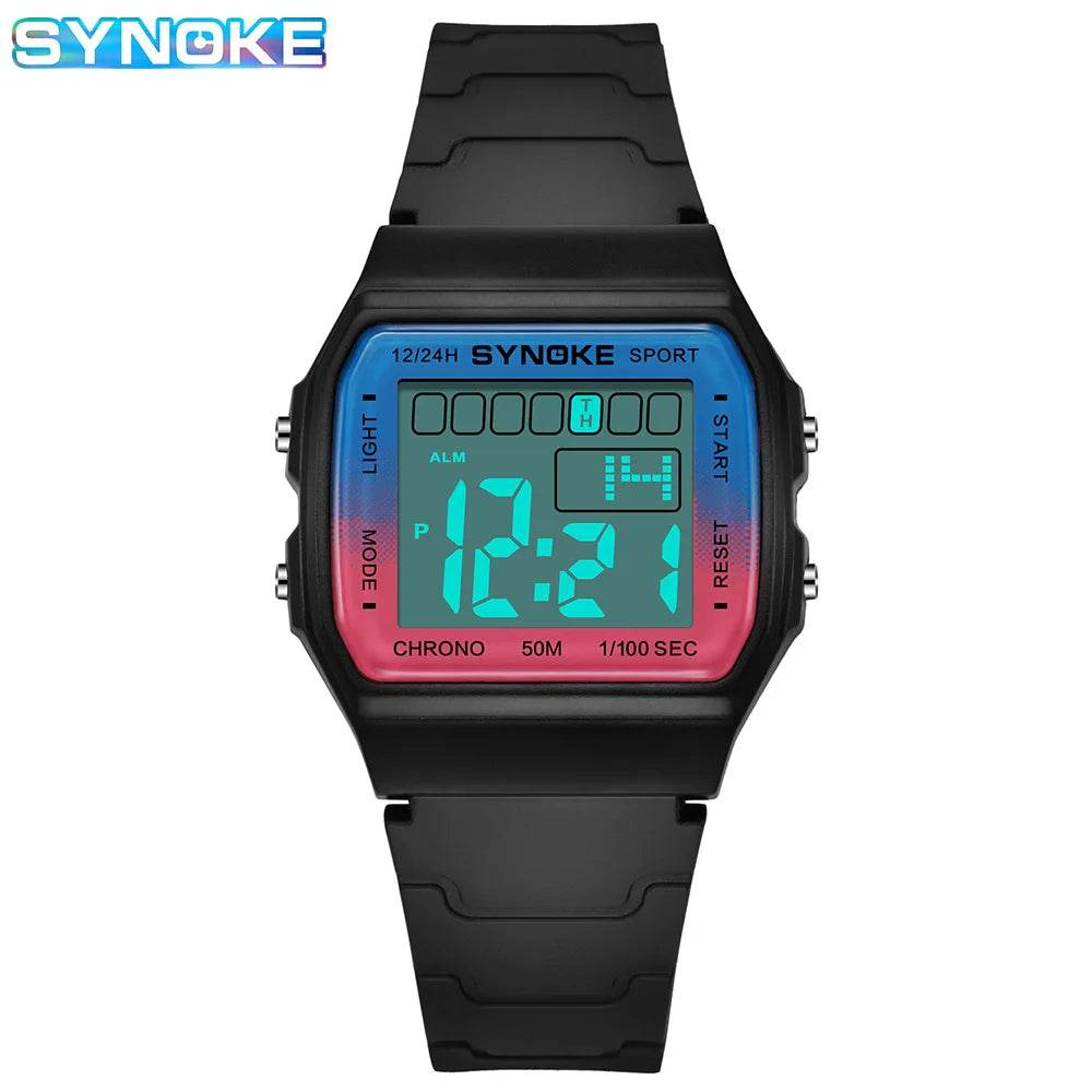 SYNOKE Unisex LED Digital Sports Watch - Waterproof Luminous Electronic Wristwatch for Kids & Adults
