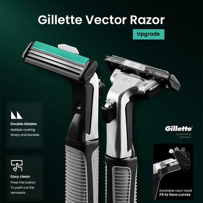 Gillette Vector 2 Razor Set for Men - 9 Blades with 2-Layer Razor Blades for Smooth Shaving
