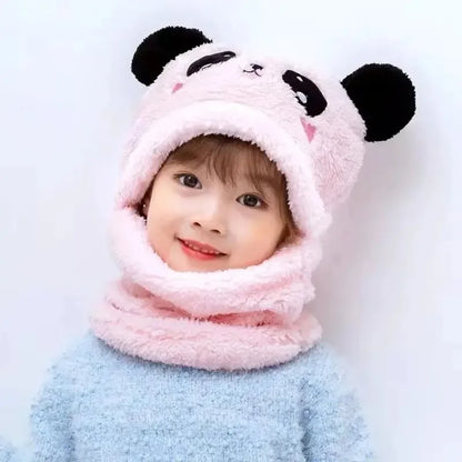 Fashionable Autumn & Winter Children's Cartoon Hat & Scarf Set - Double Layer Wool Warm Hat for Boys & Girls