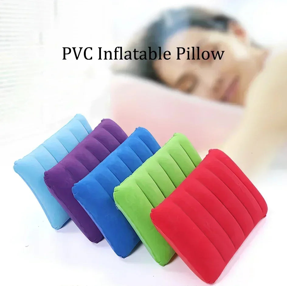 Inflatable Camping Pillow - Folding Air Cushion Travel Pillow for Outdoor Camping, Airplanes & Back Support