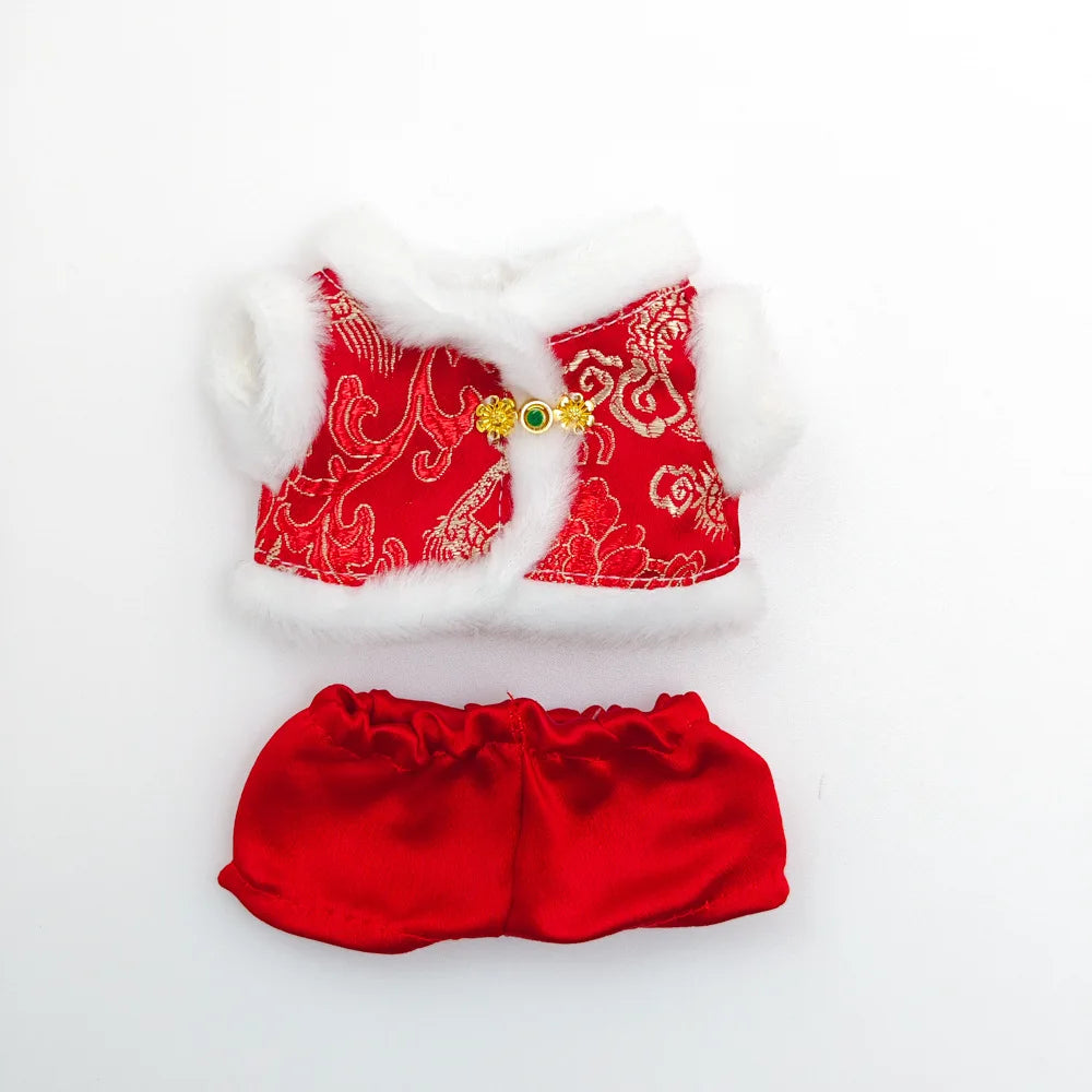17cm Mini Plush Doll Clothes — Outfit Accessories for Labubu V1 & V2, Christmas Cookie Man Sweater Hat, New Year Gift