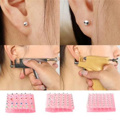 98pcs Ear Piercing Stud Earrings - Medical Body Jewelry Set for Piercing Gun Tools and Accessories