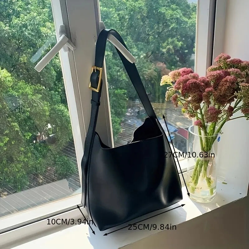 Solid Fashion Women Shoulder Bag | Minimalist PU Leather Crossbody Handbag | Versatile Bag for Work