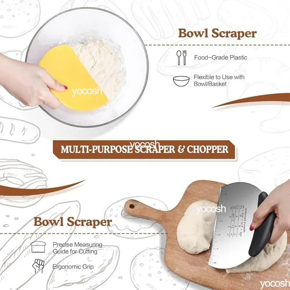 Professional Baking Kit – 24oz Sourdough Starter Jar, Pastry Mat, Scraper, Bread Knife & Gloves for Home DIY Baking