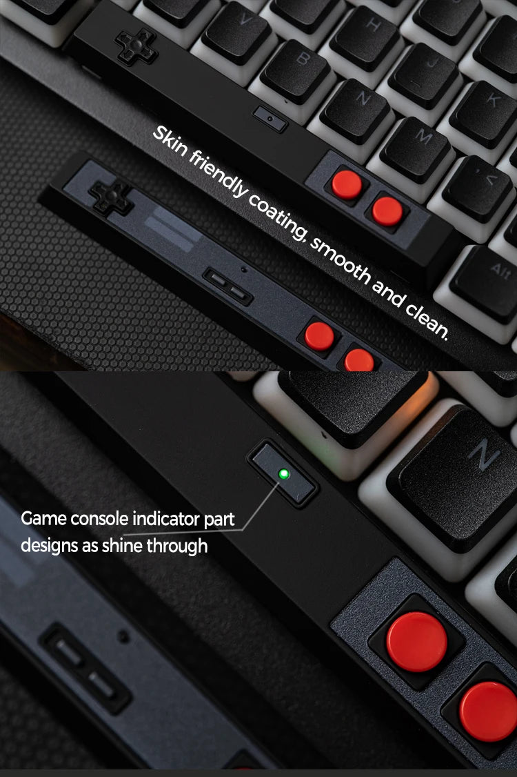 Retro Gamepad Keycap 6.25u Spacebar – Artisan ABS Keycap for MX Switches, Black & White for Mechanical Gaming Keyboards