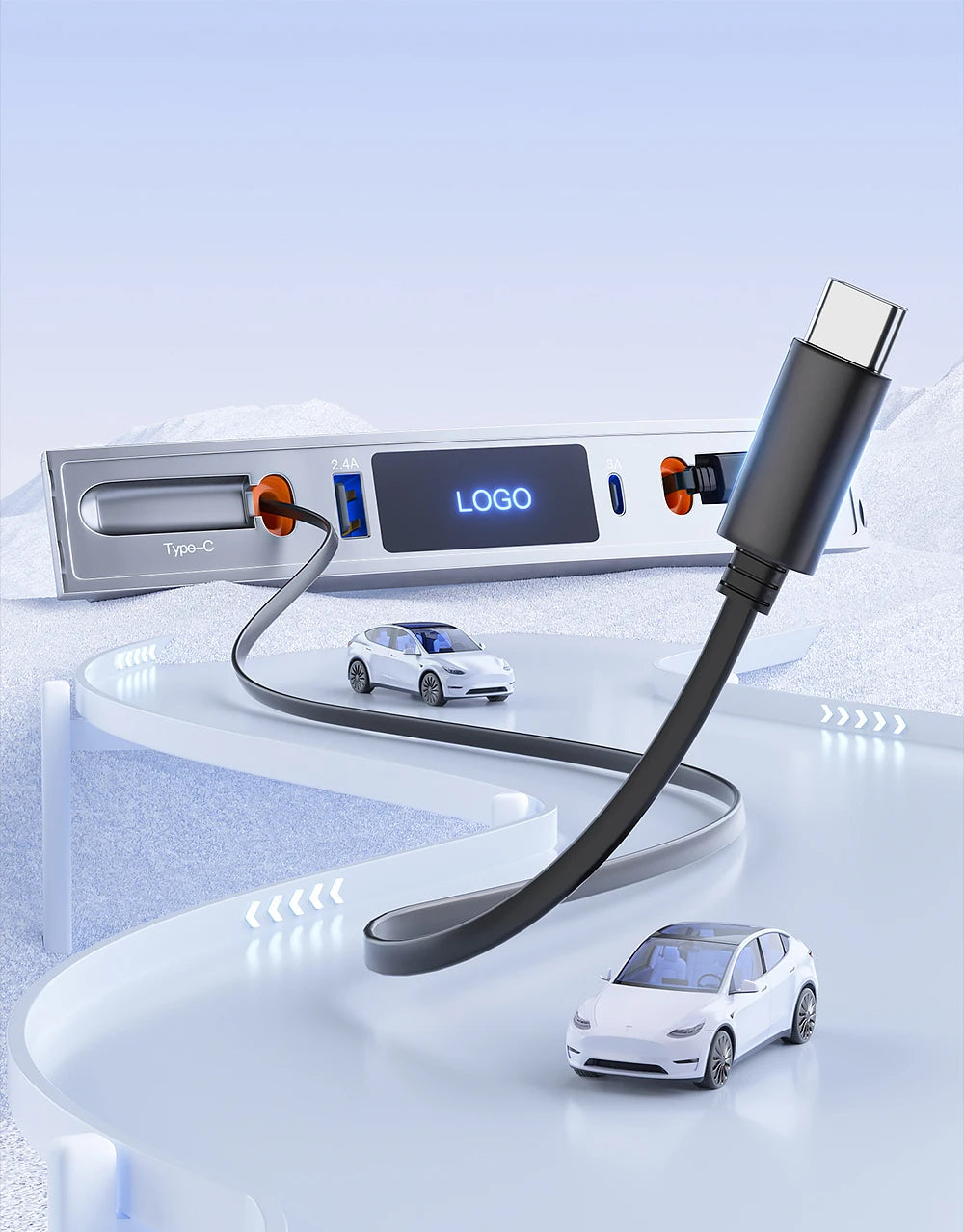 27W Quick Charger USB Hub – Intelligent Docking Station & Splitter for Tesla Model 3 & Model Y