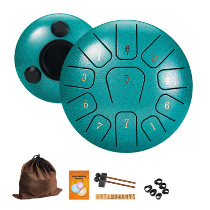 Miwayer 6" Steel Tongue Drum Gift Set – 11-Note Sound Healing Instrument with Tuning Kit for Yoga & Meditation
