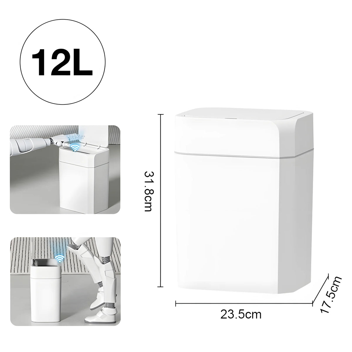 Smart Sensor Trash Can - 12/16L Automatic Anti-Odor Electric Waste Bin for Bathroom & Toilet