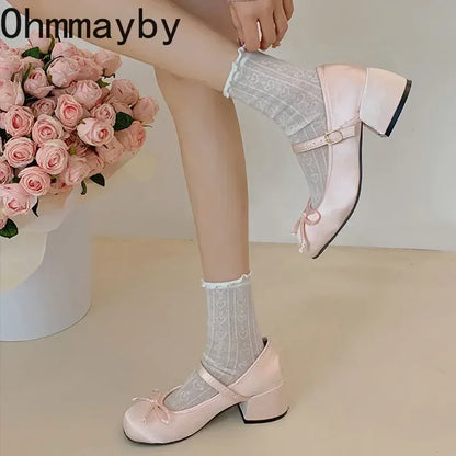 2025 Spring Autumn Mary Jane Shoes — Elegant Mid Heel Round Toe Pumps for Women
