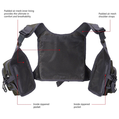 Bassdash FV08 Ultra Lightweight Fly Fishing Vest – Portable Chest Pack for Men and Women, One Size Fits Most