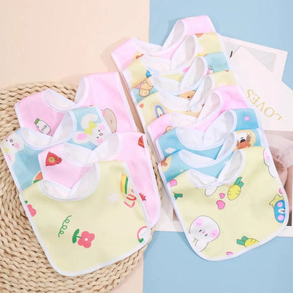 5PCS Baby Cartoon Waterproof Bibs - Super Soft Crystal Velvet Newborn Feeding & Saliva Towels