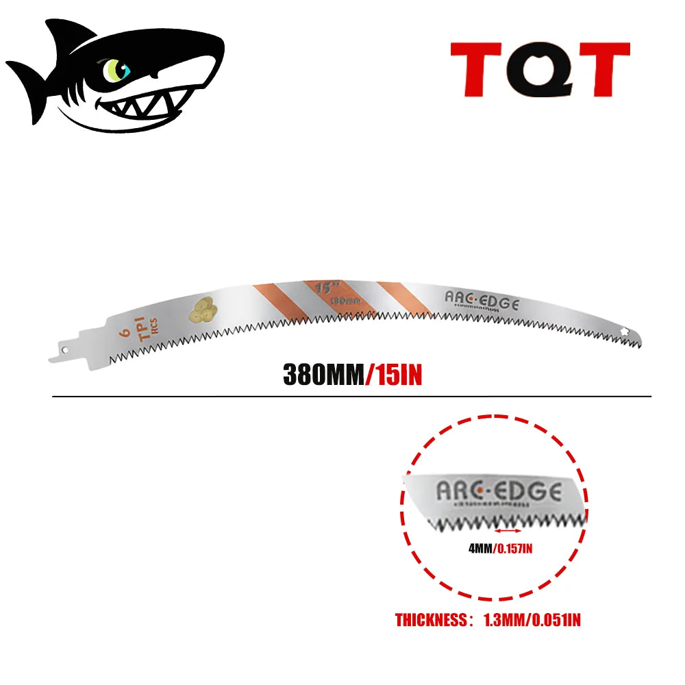 3Pcs Reciprocating Saw Blades Set 6-10-12-15 Inch 6TPI Arc Edge – Heavy Duty Wood Pruning Blades for Tree Trimming & Wood Cutting Tools