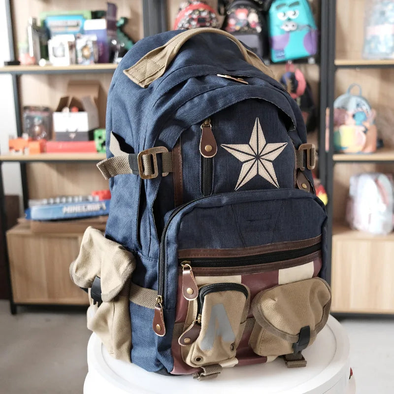 Marvel Avengers Deadpool & Captain America Backpack – High Capacity Anime Cartoon Travel & Leisure Bag