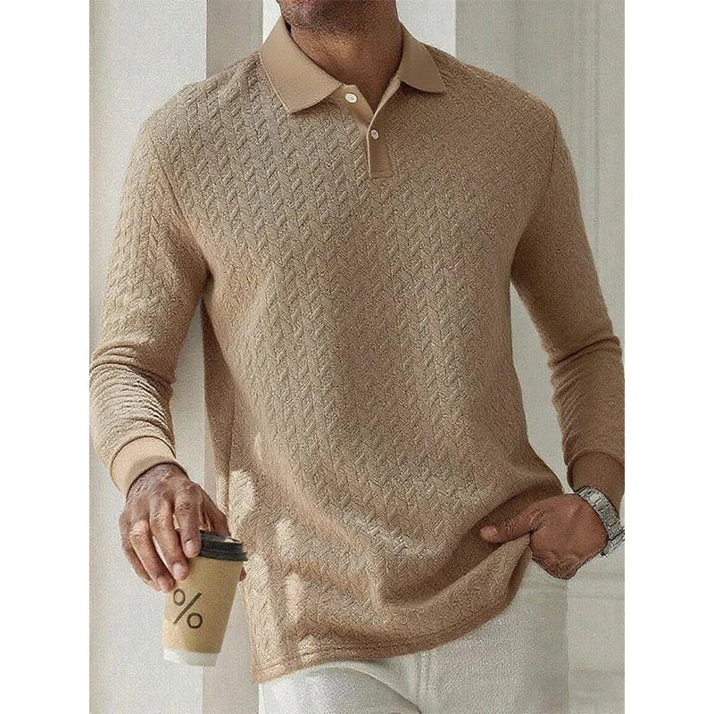 Men’s Long Sleeve Polo Shirt - High Quality Business Casual T-Shirt for Office and Fashion Style