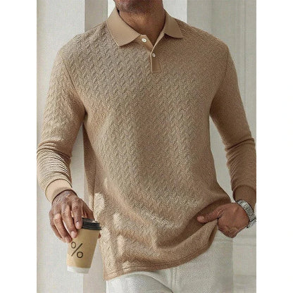 Men’s Long Sleeve Polo Shirt - High Quality Business Casual T-Shirt for Office and Fashion Style