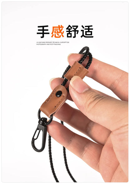 QOONG Handmade Luxury Sheepskin Keychain with Adjustable Neck Strap for Mobile & Keys M11