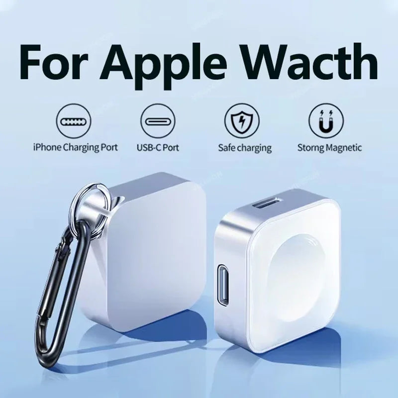 Portable Wireless Type-C & 8-Pin Charger – Fast Charging Dock for Apple Watch Series 1-9 & SE Ultra