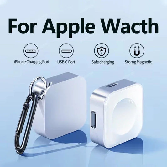 Portable Wireless Type-C & 8-Pin Charger – Fast Charging Dock for Apple Watch Series 1-9 & SE Ultra