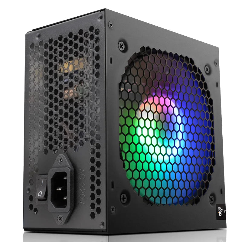 Aigo AK PC Power Supply Unit — 500W to 1000W Gaming PSU with 120mm RGB Fan for Desktop & BTC Mining