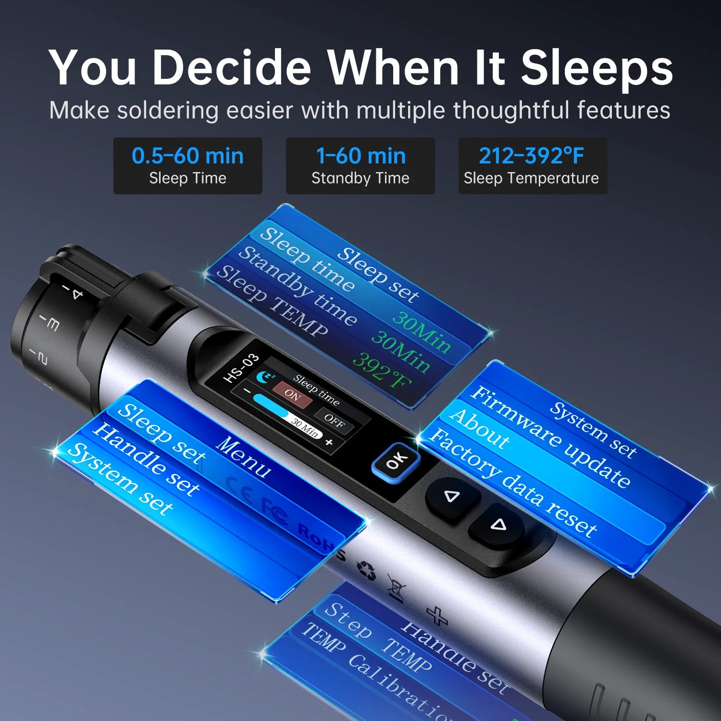 FNIRSI HS-03 Wireless Soldering Iron - Rechargeable 10W Portable Soldering Kit