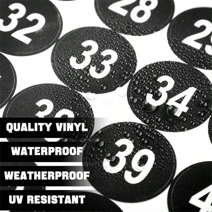 1-Inch Waterproof Number Stickers 1-50 – Self-Adhesive Vinyl Consecutive Decals for Crafts, Parties & Organization