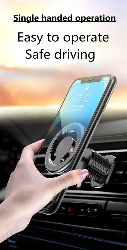 Magnetic Car Phone Holder — MagSafe-Style Universal Car Mount & GPS Mobile Bracket for iPhone 15/14/13/12, Samsung & Xiaomi