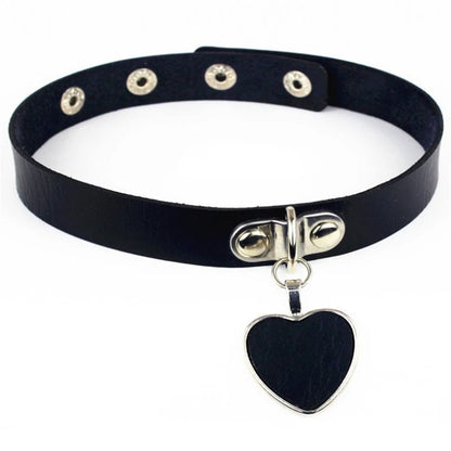 Harajuku Punk Rock Gothic Choker Necklace – PU Leather Heart Lock, Key, Spike Collar, Cosplay Accessories for Women