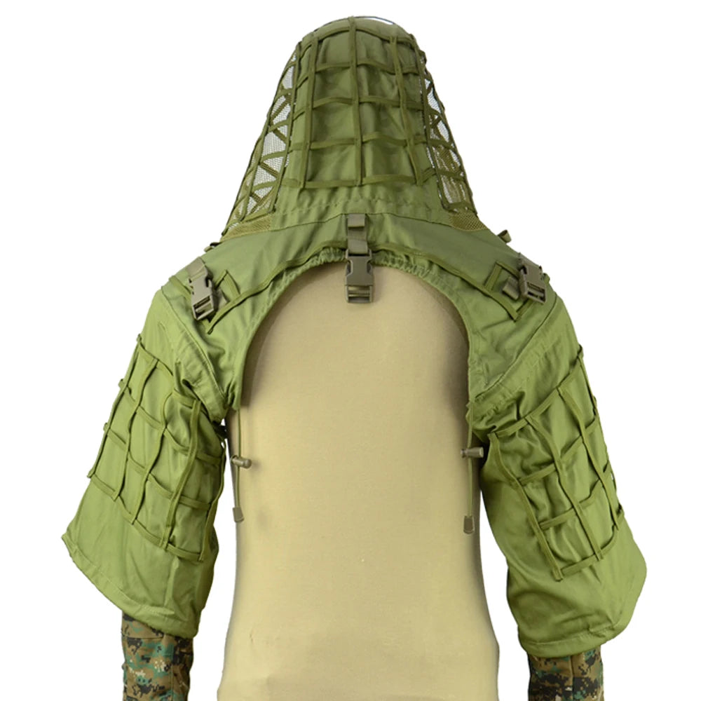 Ghillie Suit Set | Camouflage Hunting Poncho, Base, Cape & Sniper Viper Hood for Airsoft & Paintball