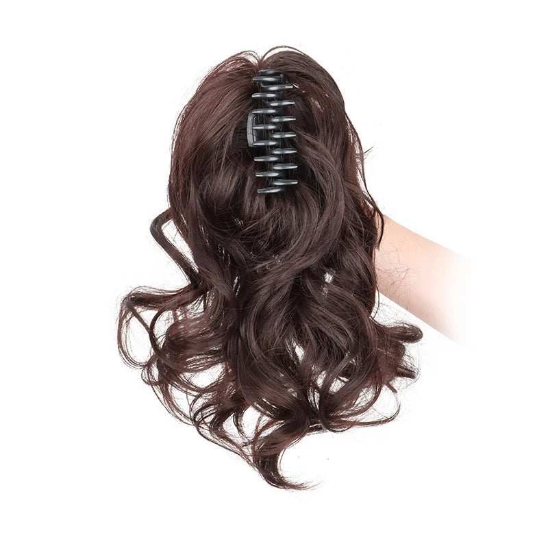 Synthetic 12-Inch Curly Claw Clip Ponytail – Short Ponytail Extensions for Women, Black Brown Blonde Hairpiece