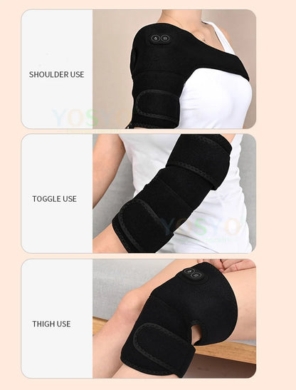 Electric Shoulder Brace & Heated Knee Massager - Vibration Massage Support Strap with Adjustable Three Heating Levels