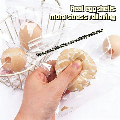 Soft Simulated Egg Stress Relief Toy - Novel Squeeze Fidget Toy for Kids & Adults, Disposable Eggshell Design