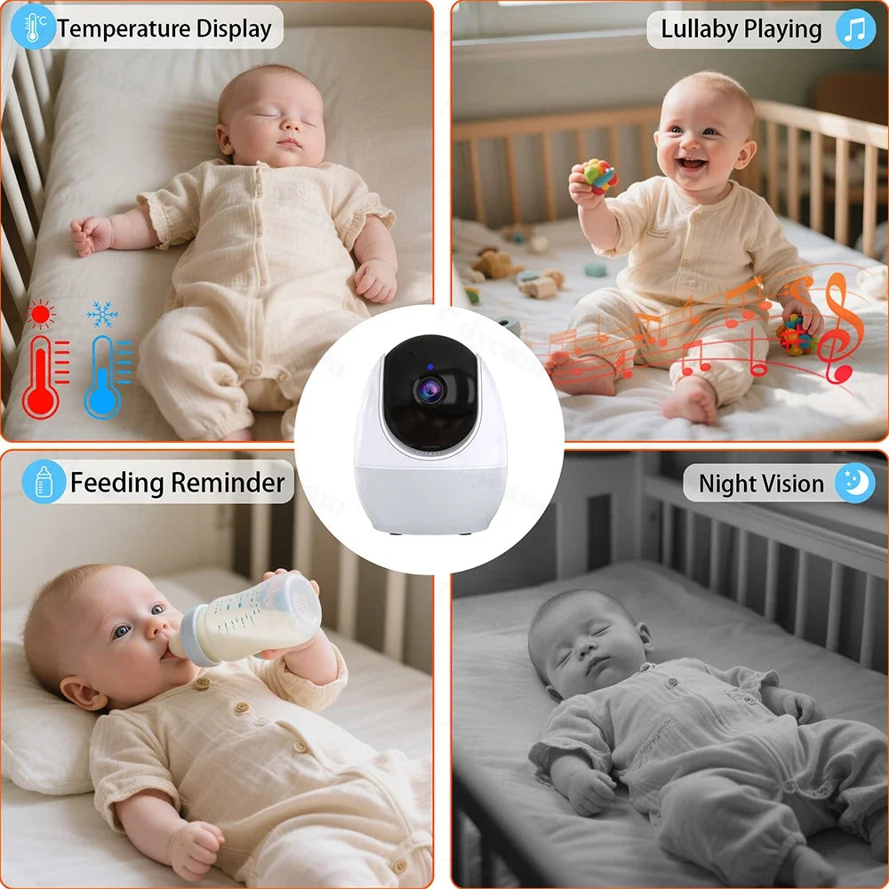 WiFi 1080P Baby Monitor with 4.3" Display & App Control – Night Vision PTZ Camera, 2-Way Audio, Lullabies, Feeding Reminder & Night Light Nanny Cam