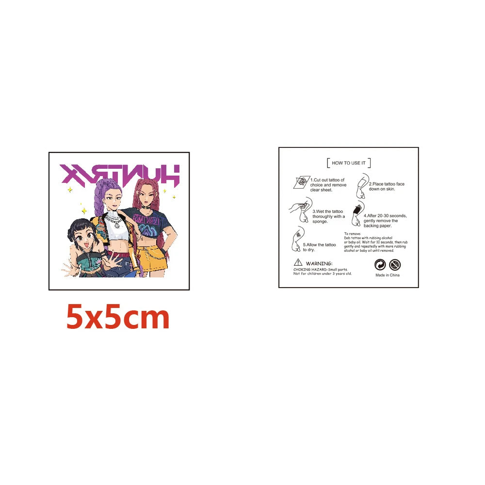 20pcs Cartoon K-Pop Demon Hunters Rumi Temporary Tattoo Stickers – Fun Party Gift Set