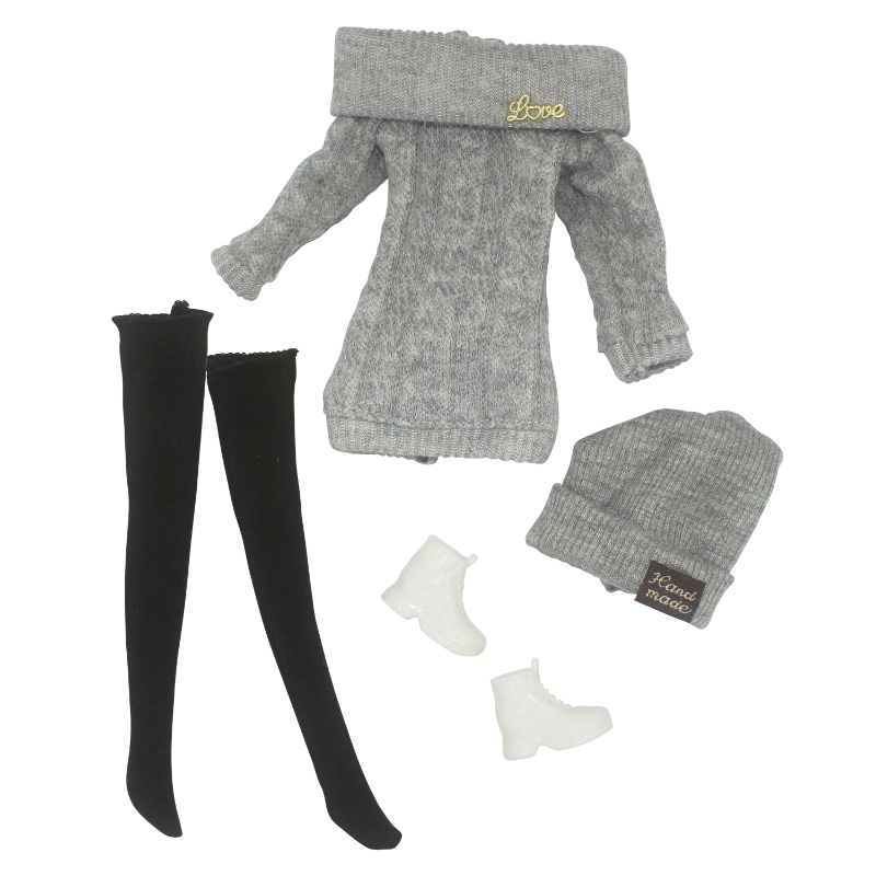 30cm Thin Doll Casual Outfit – 4-Piece Sweater Suit Set for Girls DIY Dress-Up Doll Accessories
