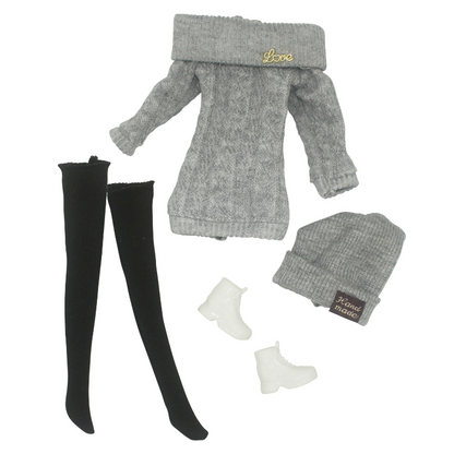30cm Thin Doll Casual Outfit – 4-Piece Sweater Suit Set for Girls DIY Dress-Up Doll Accessories