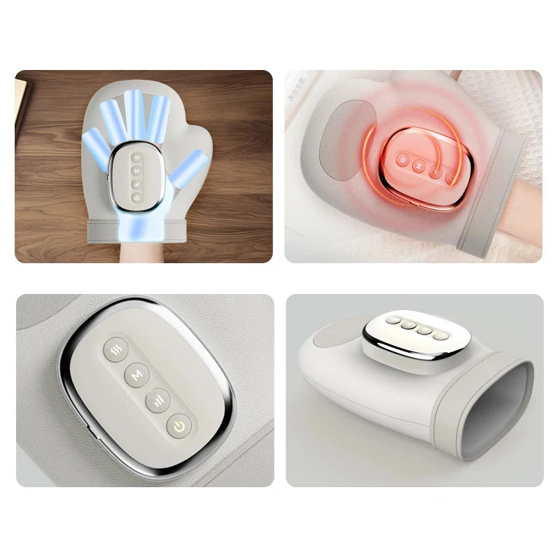 Electric Hand Massager Gloves - Portable Air Compression, Vibration and Heat Therapy for Hands, Fingers and Wrists