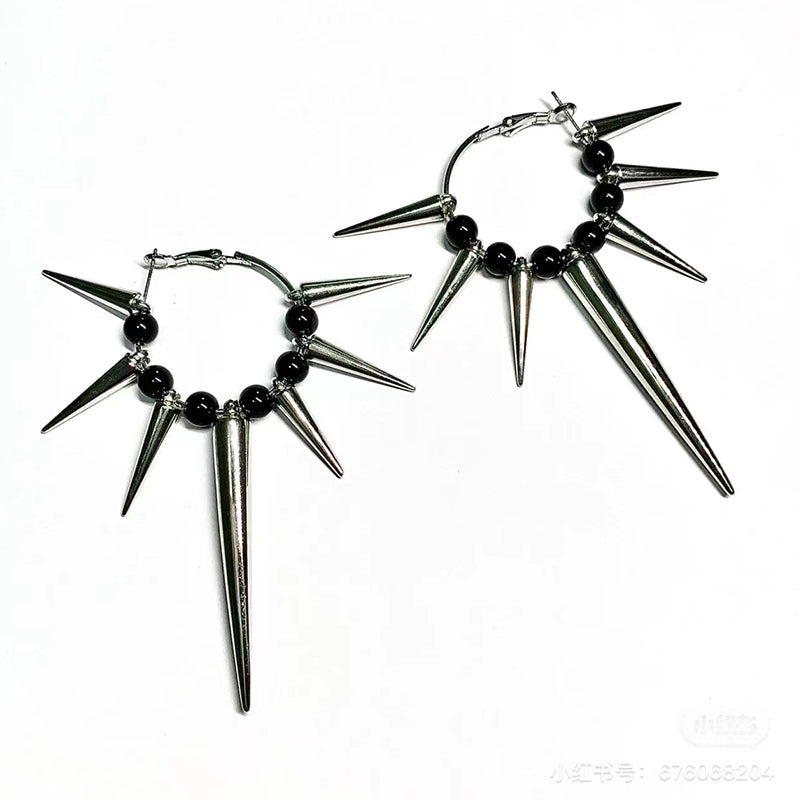 Grunge Rock Rivet Hoop Earrings – Cool Hip Hop & Punk Earrings for Women, E-Girl Fashion Korean Jewelry