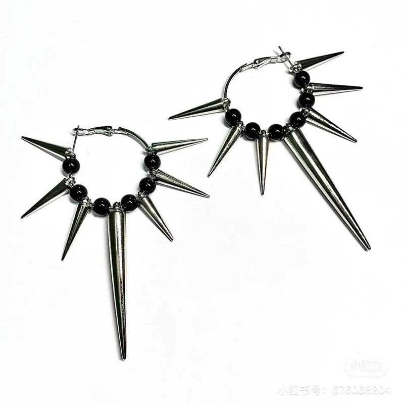 Grunge Rock Rivet Hoop Earrings – Cool Hip Hop & Punk Earrings for Women, E-Girl Fashion Korean Jewelry