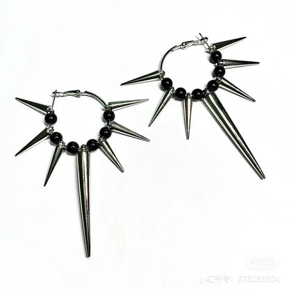 Grunge Rock Rivet Hoop Earrings – Cool Hip Hop & Punk Earrings for Women, E-Girl Fashion Korean Jewelry