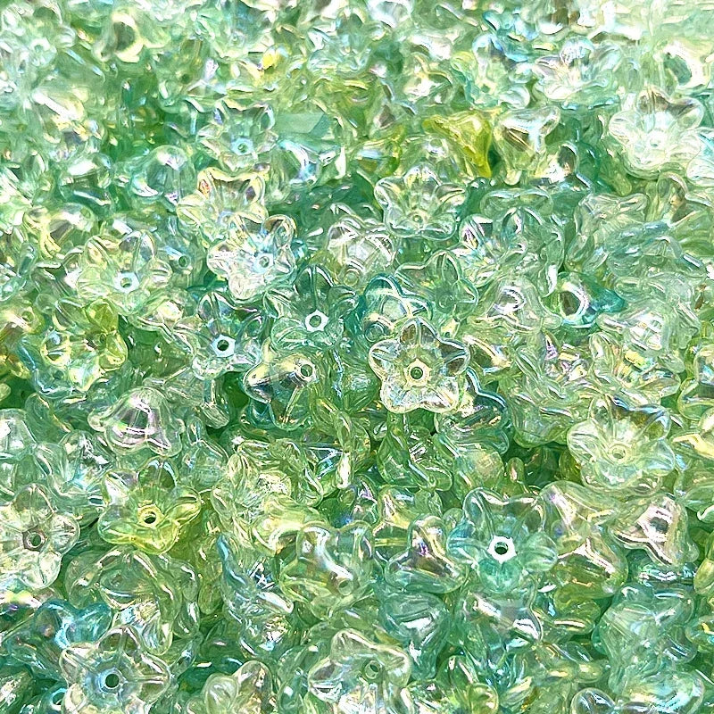 50pcs 7x13mm Gradient Acrylic Bellflower Beads - Flower Caps, Spacer Beads & Charms for DIY Jewelry Making