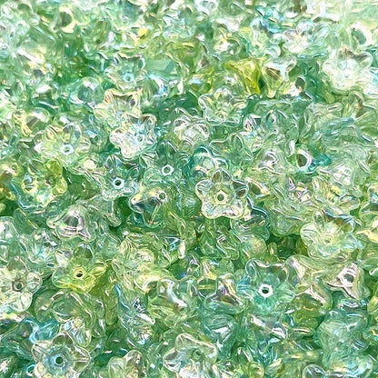 50pcs 7x13mm Gradient Acrylic Bellflower Beads - Flower Caps, Spacer Beads & Charms for DIY Jewelry Making