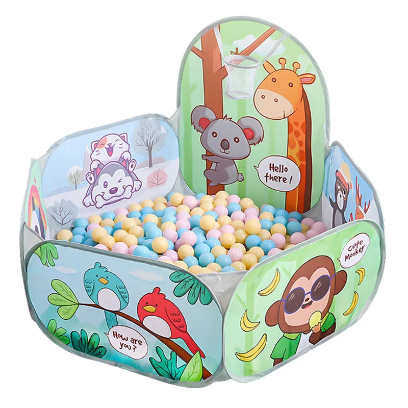 120cm Kids Playpen & Playground Tent – Baby Ball Pool with Basketball Hoop, Portable Indoor & Outdoor Toy House
