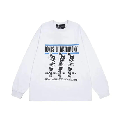 Washed Casual Hoodie Sweatshirt — Unisex Loose-Fit Street Style Crew Neck with Lip Print Letter Design, Vintage Comfortable Top
