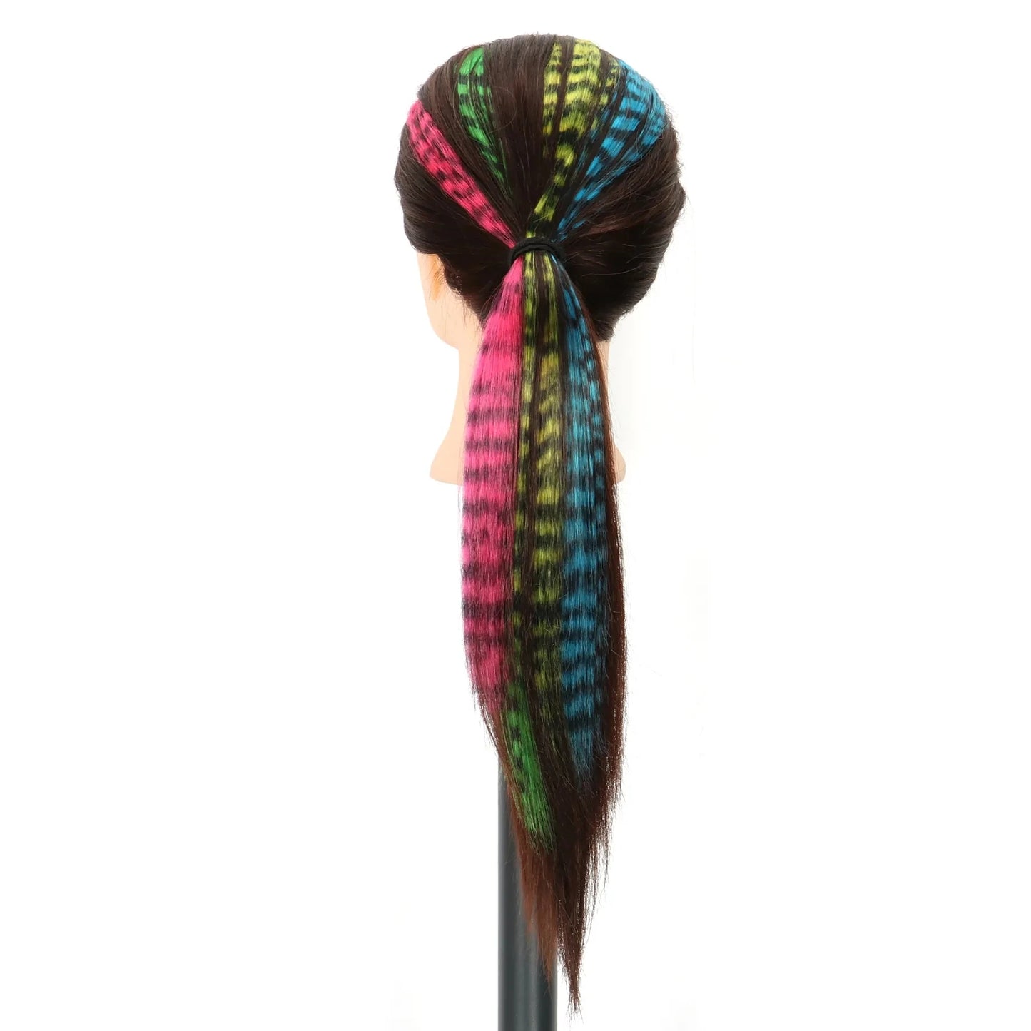 18" Synthetic Long Straight Hair Extension – High Temperature Clip-In Hairpiece, Feather Wig in Blue Rose Color for Women