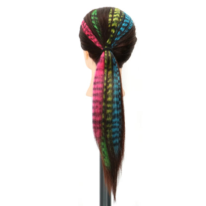 18" Synthetic Long Straight Hair Extension – High Temperature Clip-In Hairpiece, Feather Wig in Blue Rose Color for Women